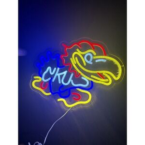 Kansas Hawk Team Logo Neon Sign 16x12 Light Basketball Team Logo Wall Decor